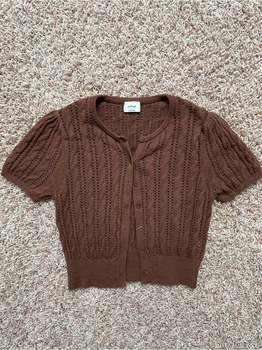 Aritzia Wilfred Chocolate Brown ShortSleeve Knit Vest Women Size S Fall Academia